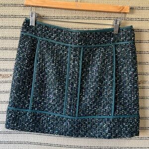 J. Crew Elegant Tweed Mini Skirt in Blue and Green